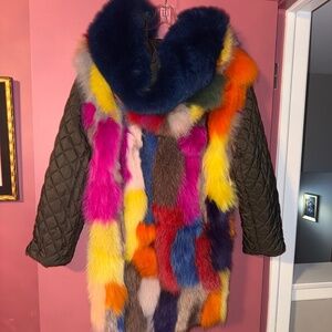 35” dyed fox fur lined parka (real fur)